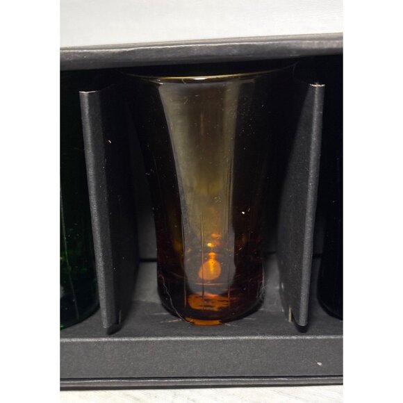 6 Bombay Colored Shot Glasses In Gift Box 2.5 Oz Capacity Multicolor Design - Picture 8 of 12